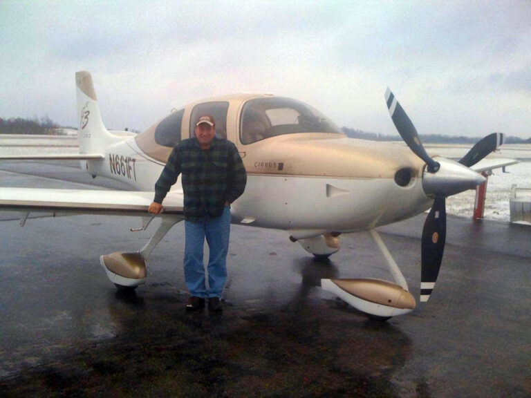 jeff mann with cirrus sr22t used for delivering organic freeze-dried food to latin america for disaster relief